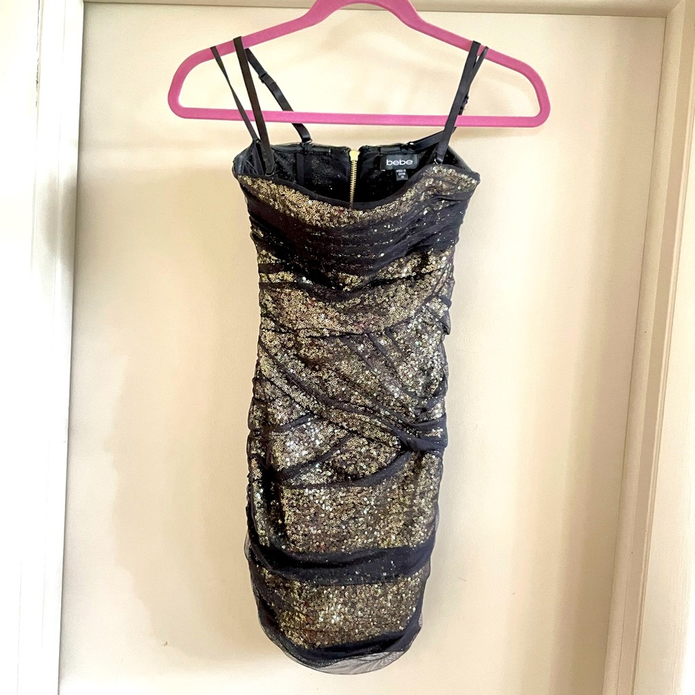 Sexy Body-con sequence and tull bebe minidress